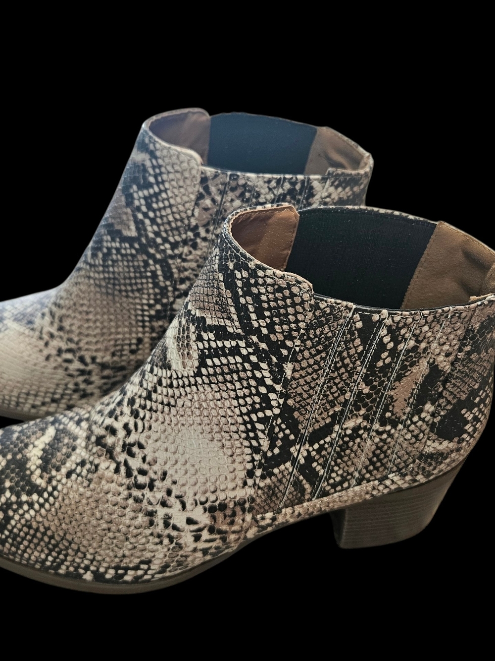 Maurices Snake-Print Ankle Booties in Beige and Black